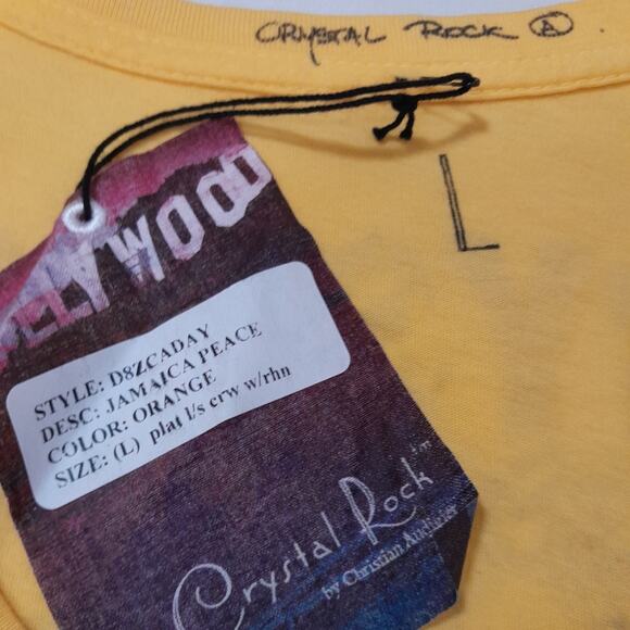 Christian Audigier Crystal Rock Jamaica Peace Top Women L Y2Kstyle Y2K Hippy - Picture 5 of 12